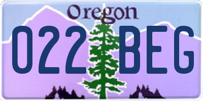 OR license plate 022BEG