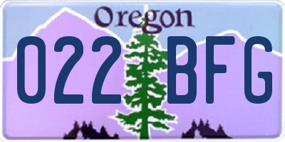 OR license plate 022BFG