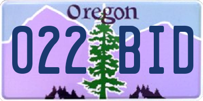 OR license plate 022BID