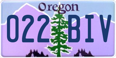 OR license plate 022BIV