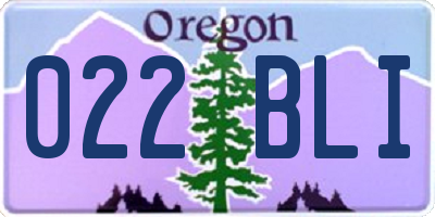 OR license plate 022BLI