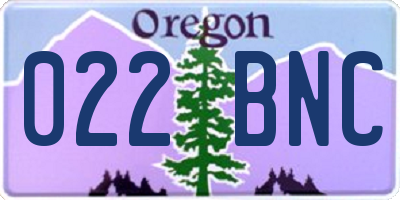 OR license plate 022BNC