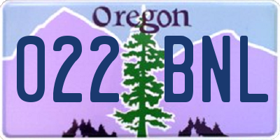 OR license plate 022BNL