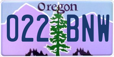OR license plate 022BNW