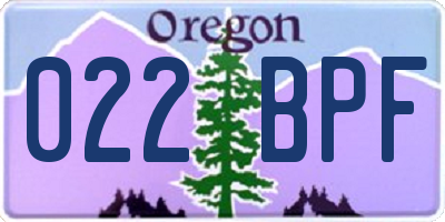 OR license plate 022BPF