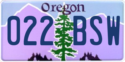 OR license plate 022BSW