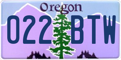 OR license plate 022BTW
