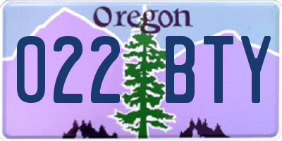 OR license plate 022BTY