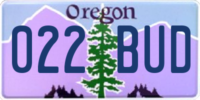 OR license plate 022BUD