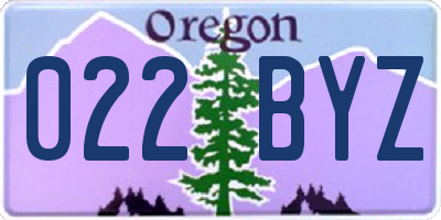 OR license plate 022BYZ