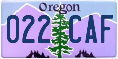OR license plate 022CAF