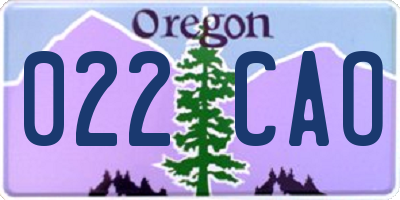 OR license plate 022CAO