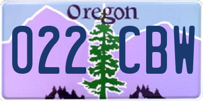 OR license plate 022CBW