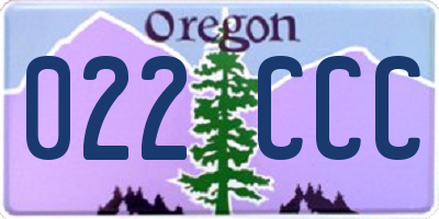 OR license plate 022CCC