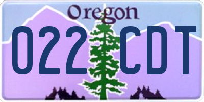 OR license plate 022CDT