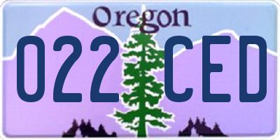OR license plate 022CED