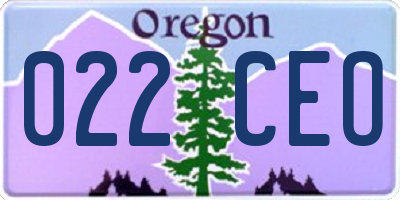 OR license plate 022CEO