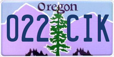 OR license plate 022CIK
