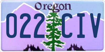 OR license plate 022CIV