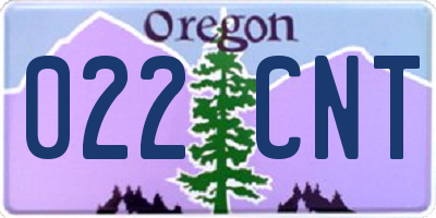 OR license plate 022CNT