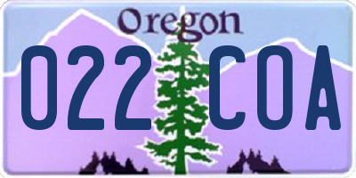 OR license plate 022COA