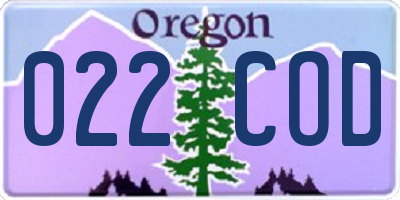 OR license plate 022COD