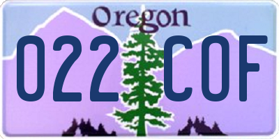OR license plate 022COF