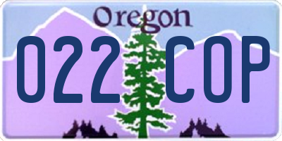 OR license plate 022COP