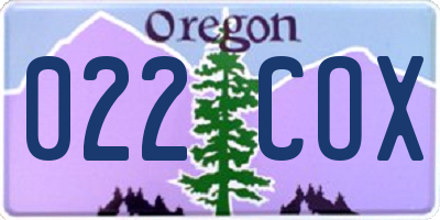 OR license plate 022COX