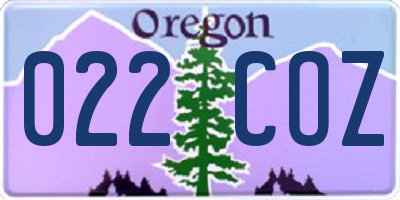 OR license plate 022COZ