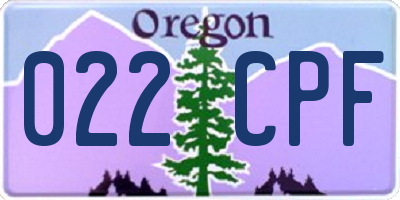 OR license plate 022CPF