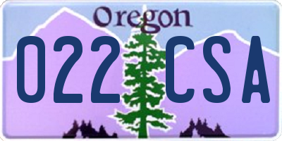 OR license plate 022CSA