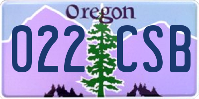 OR license plate 022CSB