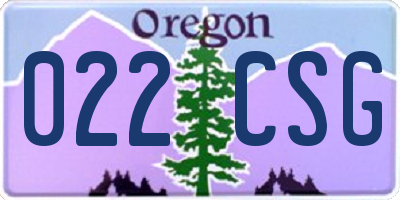 OR license plate 022CSG
