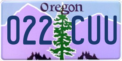 OR license plate 022CUU