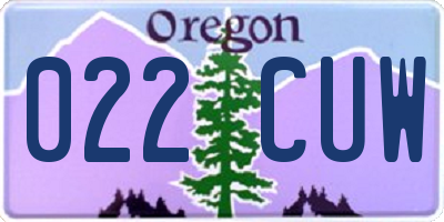 OR license plate 022CUW