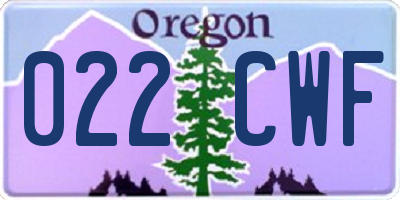 OR license plate 022CWF