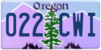 OR license plate 022CWI