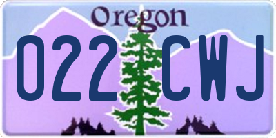 OR license plate 022CWJ