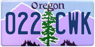 OR license plate 022CWK