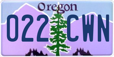 OR license plate 022CWN
