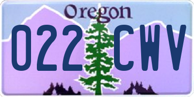 OR license plate 022CWV