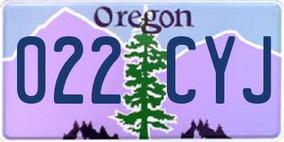 OR license plate 022CYJ
