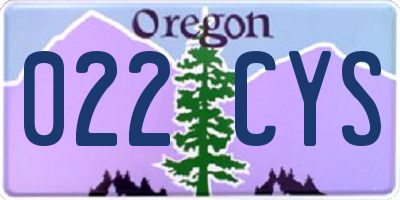 OR license plate 022CYS