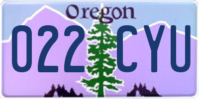 OR license plate 022CYU