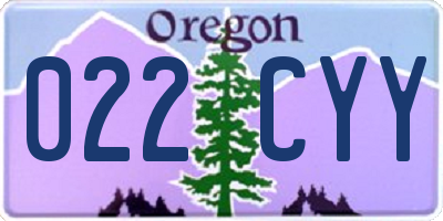 OR license plate 022CYY