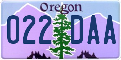 OR license plate 022DAA