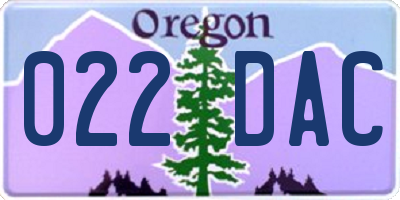 OR license plate 022DAC