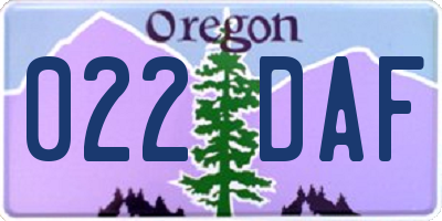 OR license plate 022DAF