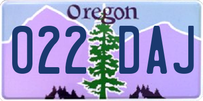OR license plate 022DAJ